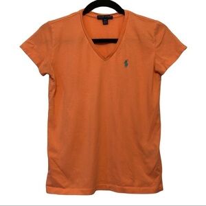 Ralph‎ Lauren Peach & Aqua Blue V-Neck Shirt